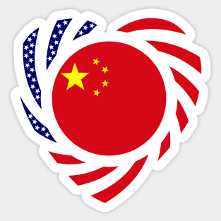 Chinese American Multinational Patriot Flag (Heart) Sticker